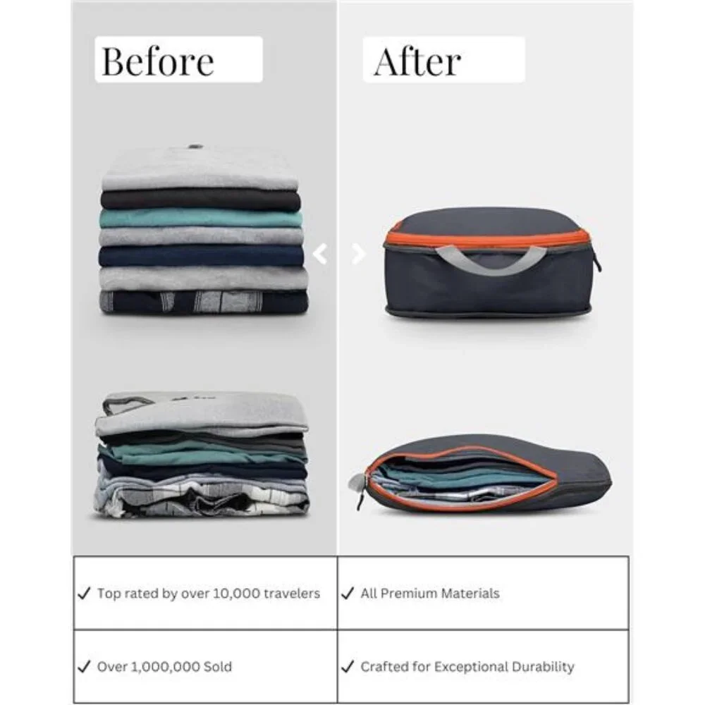 Large Compression Packing Cubes for Travel-Packing Cube Luggage Organizers